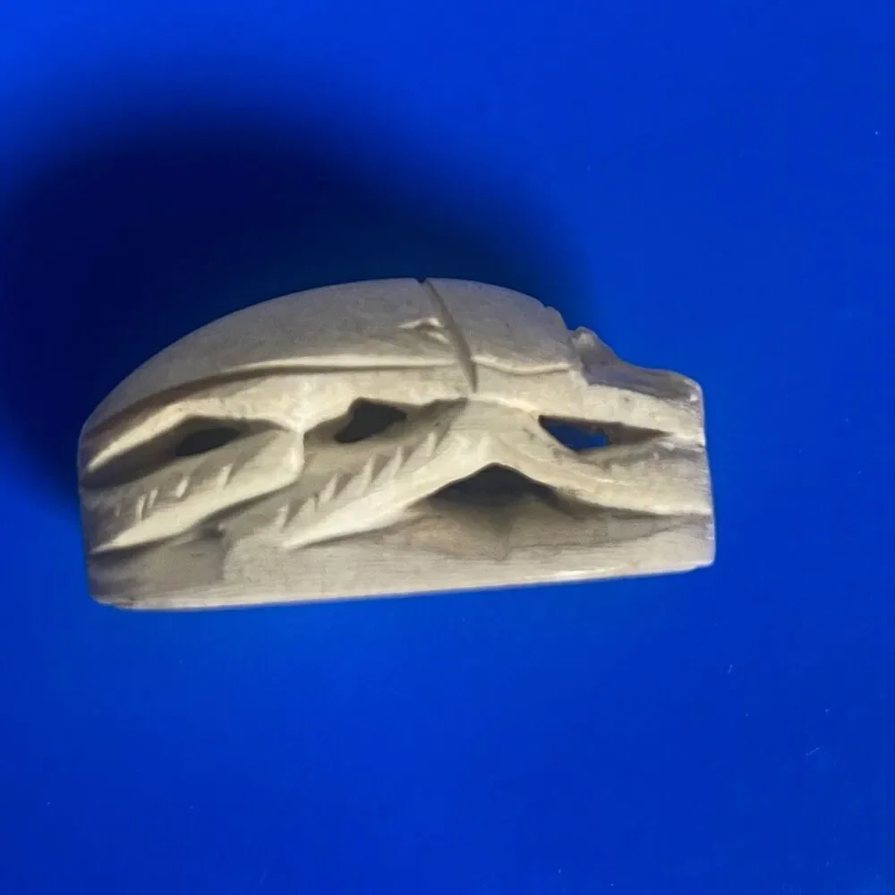 Bone Carved Scarab Bead Egyptian Style Amulet – Hand Carved, Drilled